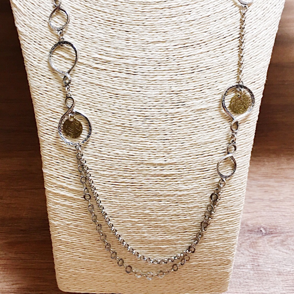 Silpada Sterling Chain 38 Necklace N3150 Brass Discs 69$